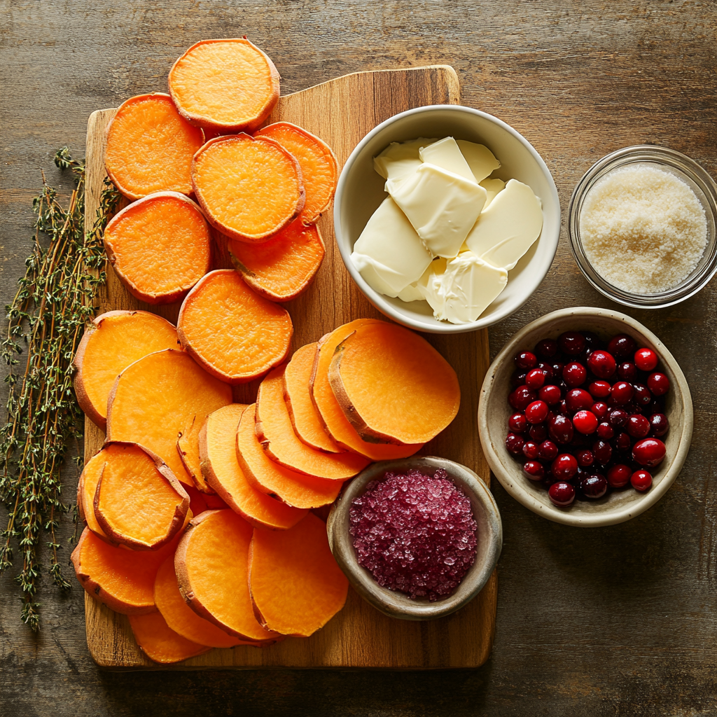 Sweet Potato Cranberry Gratin