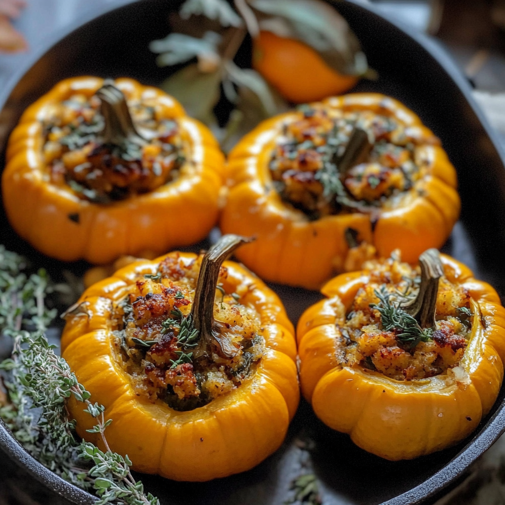Turkey Sage Stuffed Pumpkins