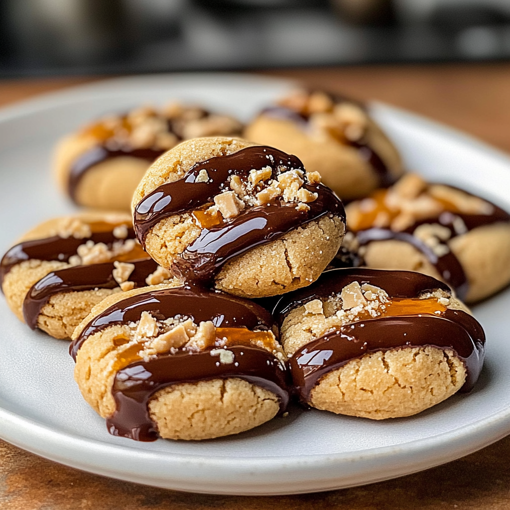 Twix Thumbprint Cookies