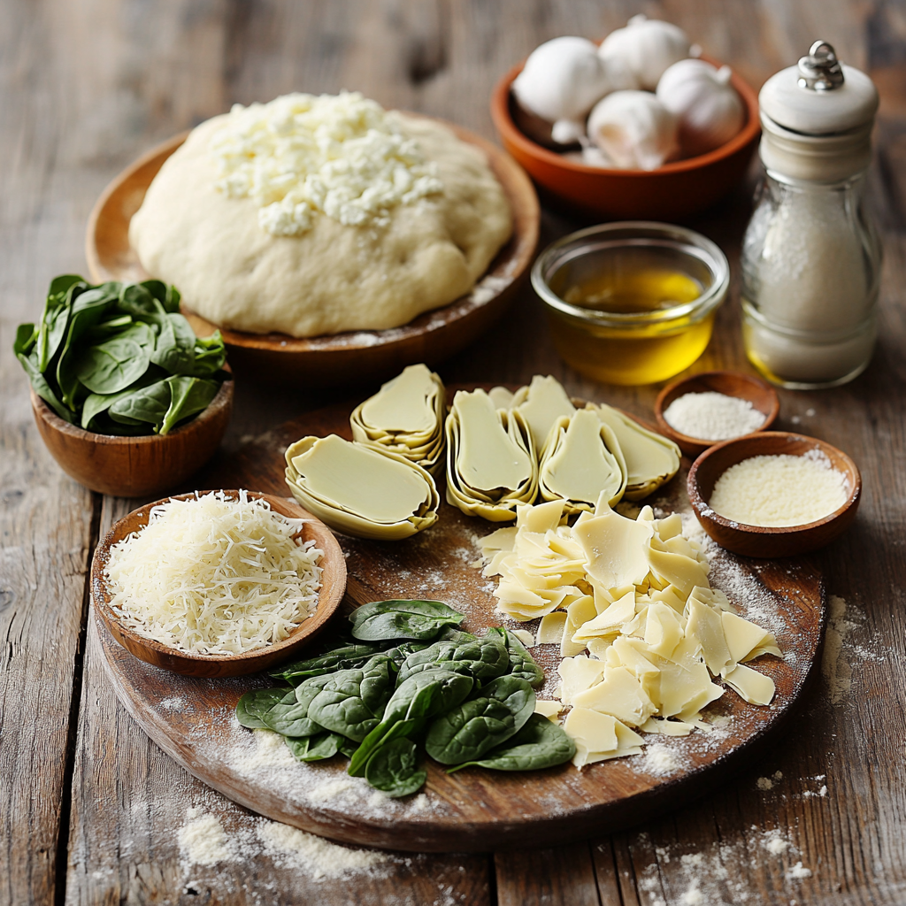 artichoke pizza with spinach parmesan ingredients