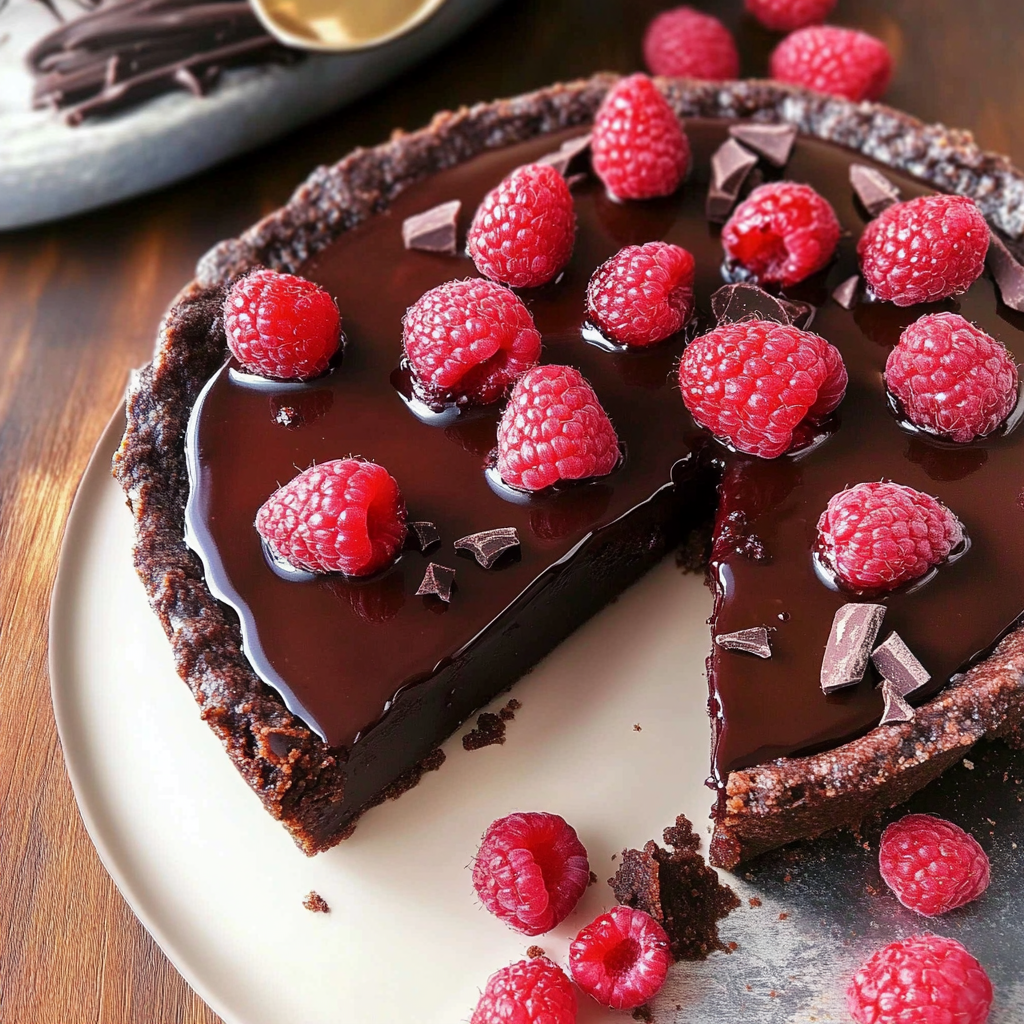 Christmas Dark Chocolate Raspberry Tart