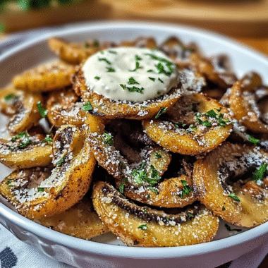 Fried Sliced Mushrooms with Ranch