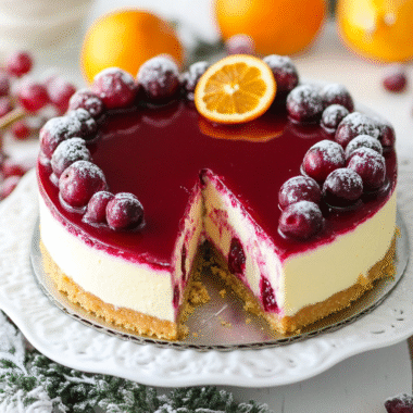 Christmas No Bake Cranberry Orange Cheesecake