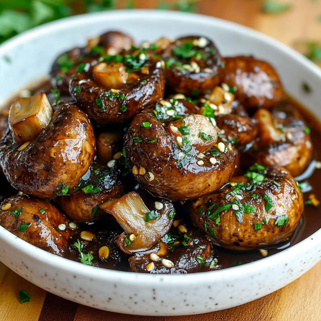 Balsamic Soy Roasted Garlic Mushrooms