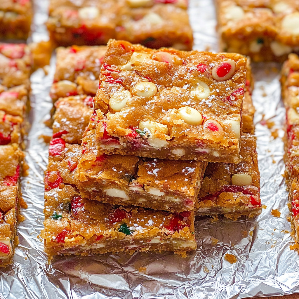 Candy Cane White Chocolate Chip Blondies