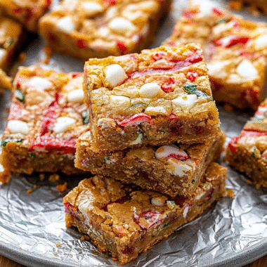 Candy Cane White Chocolate Chip Blondies