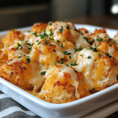 Cheddar Ranch Chicken Tater Tot Bake