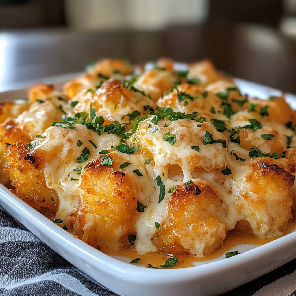 Cheddar Ranch Chicken Tater Tot Bake