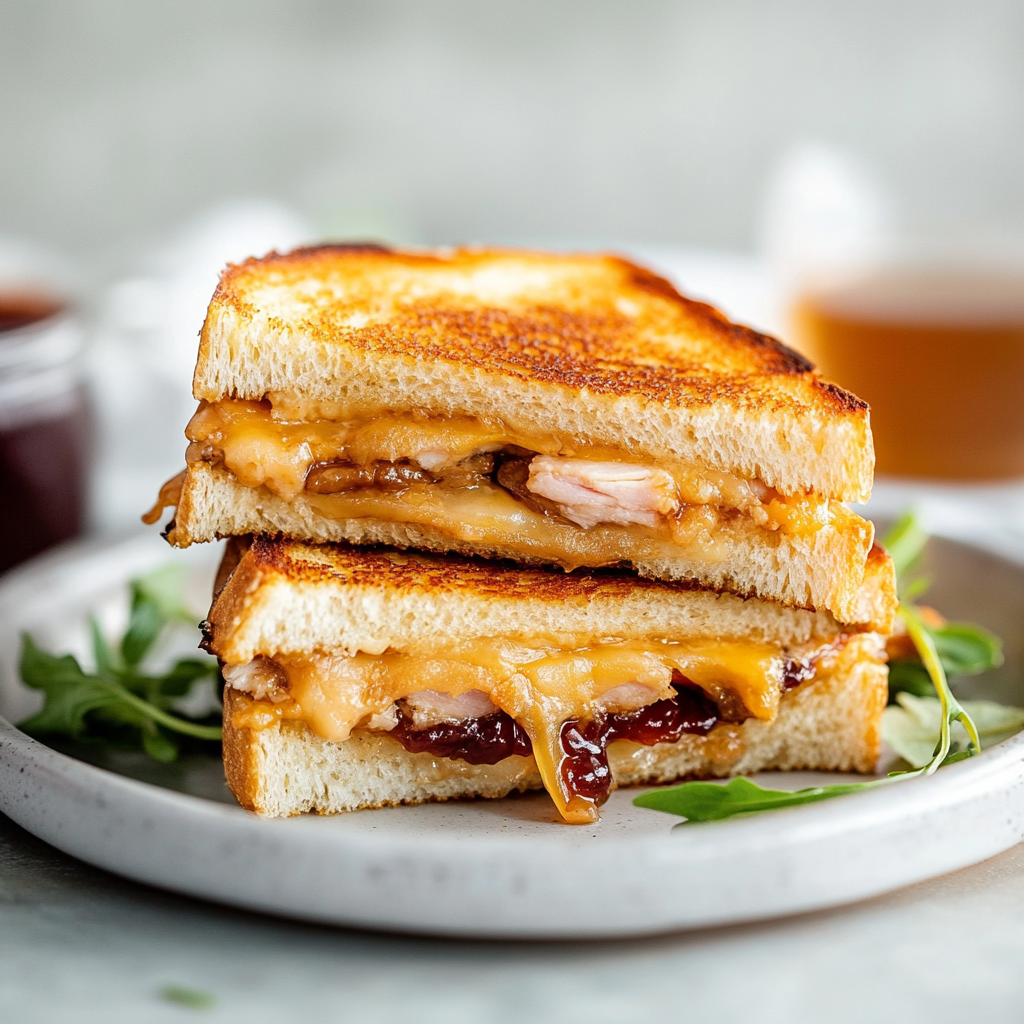 Cherry Jam, Turkey & Spicy Cheddar Grilled Cheese Sandwich