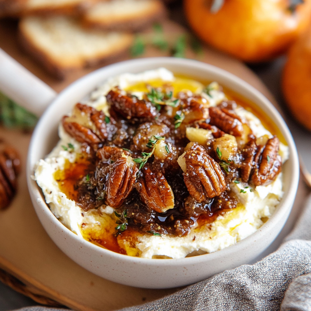 Christmas Baked Feta Dip with Fig Jam and Pecans