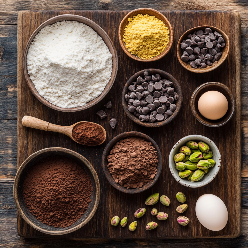 Christmas Double Chocolate Pistachio Cookies ingredients