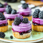 Christmas Mini Blackberry Lavender Cheesecakes