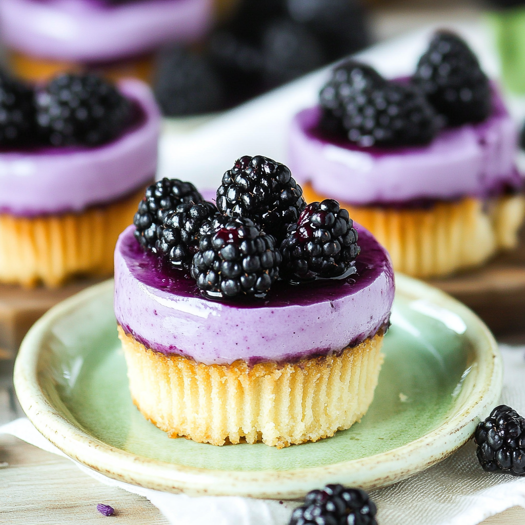 Christmas Mini Blackberry Lavender Cheesecakes