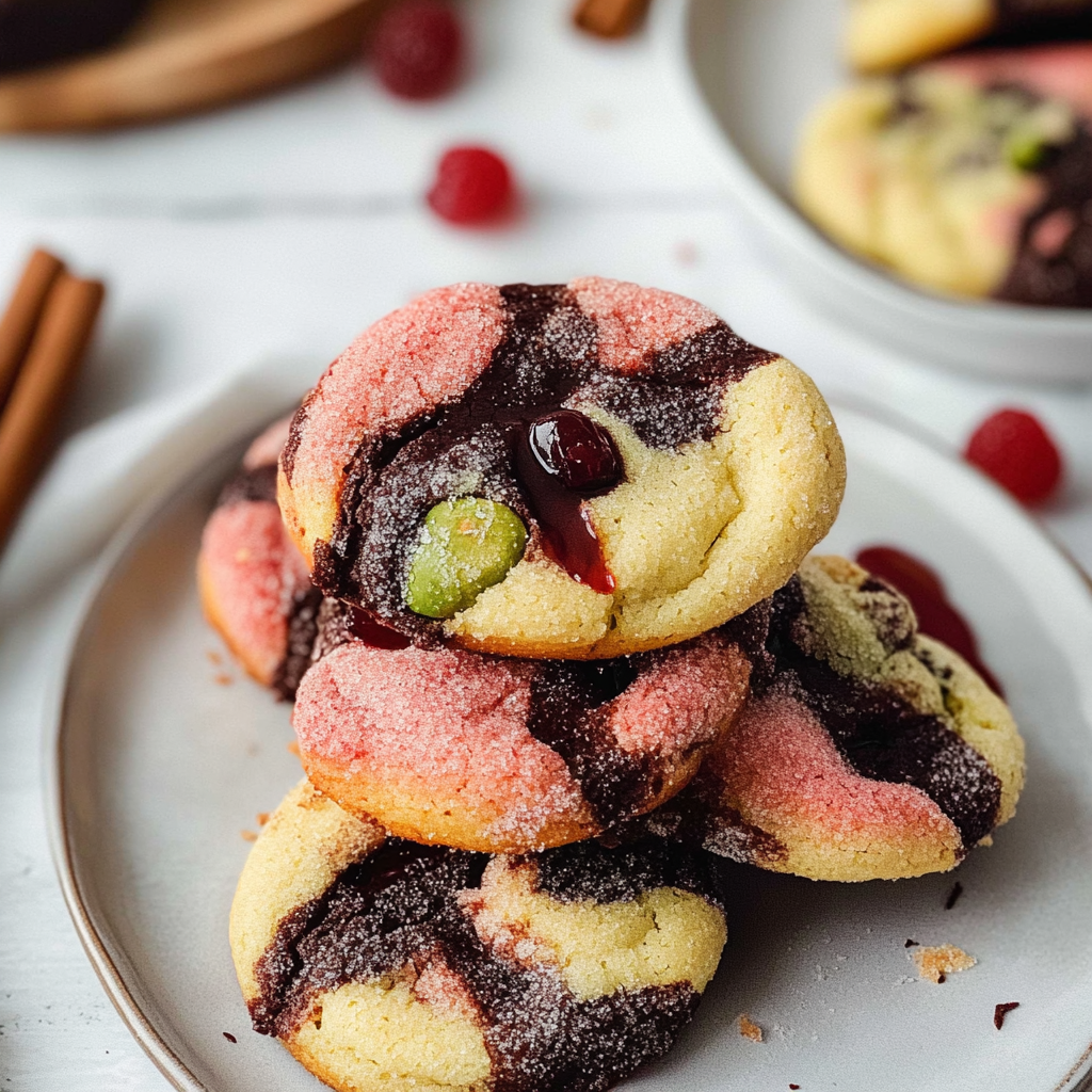 Christmas Spumoni Cookies (Cherry, Pistachio, Chocolate)