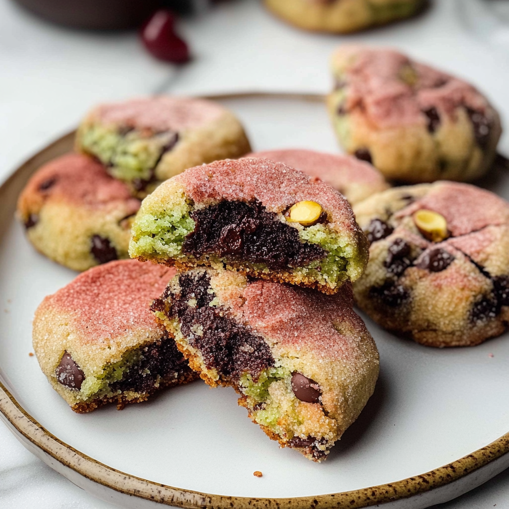 Christmas Spumoni Cookies (Cherry, Pistachio, Chocolate)