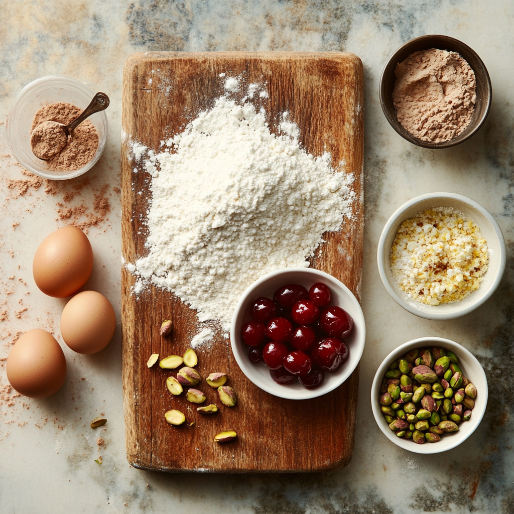 Christmas Spumoni Cookies (Cherry, Pistachio, Chocolate) ingredients