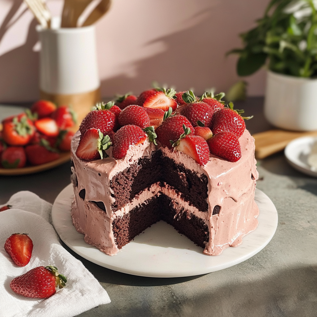 Christmas Strawberry Chocolate Cake