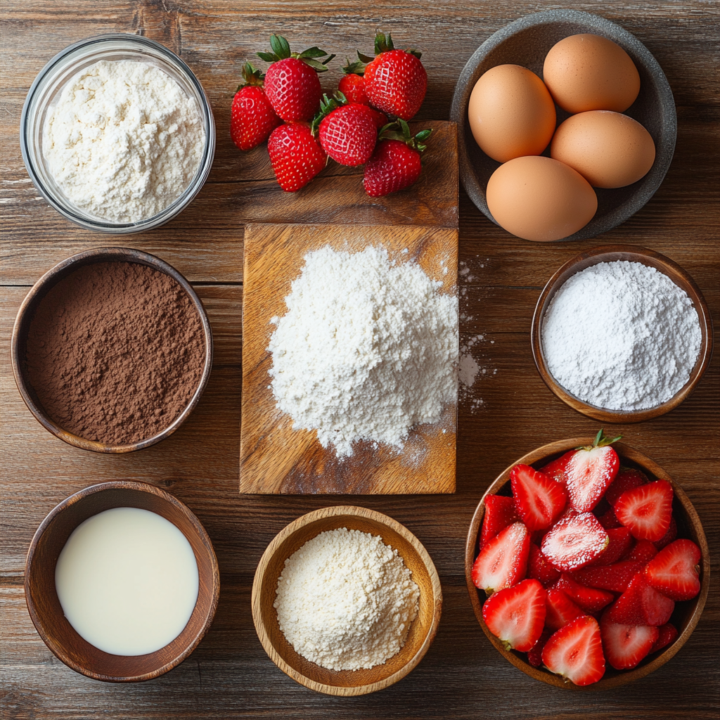 Christmas Strawberry Chocolate Cake ingredients