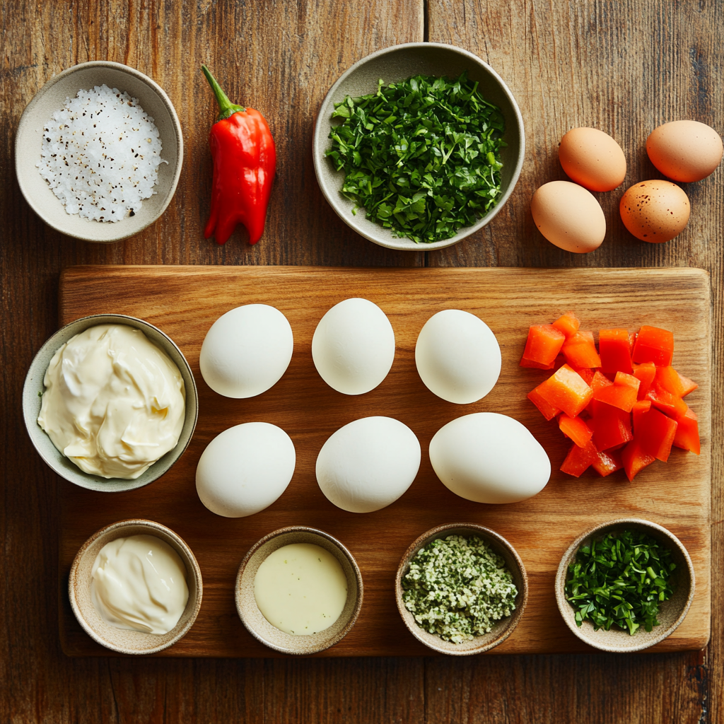 Christmas Tree Deviled Eggs ingredients