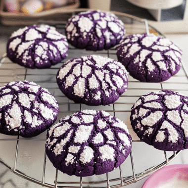 Christmas Ube Crinkle Cookies