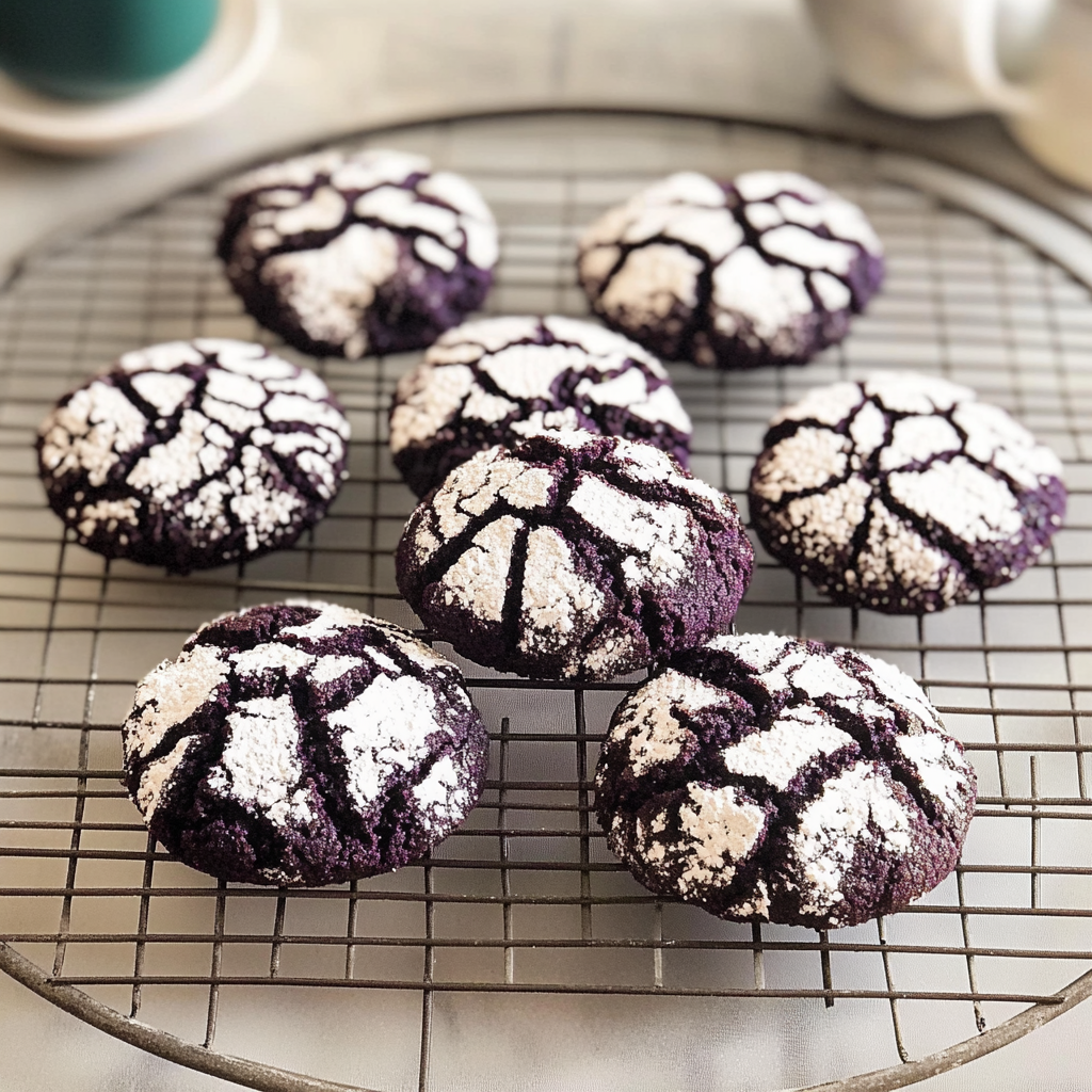 Christmas Ube Crinkle Cookies