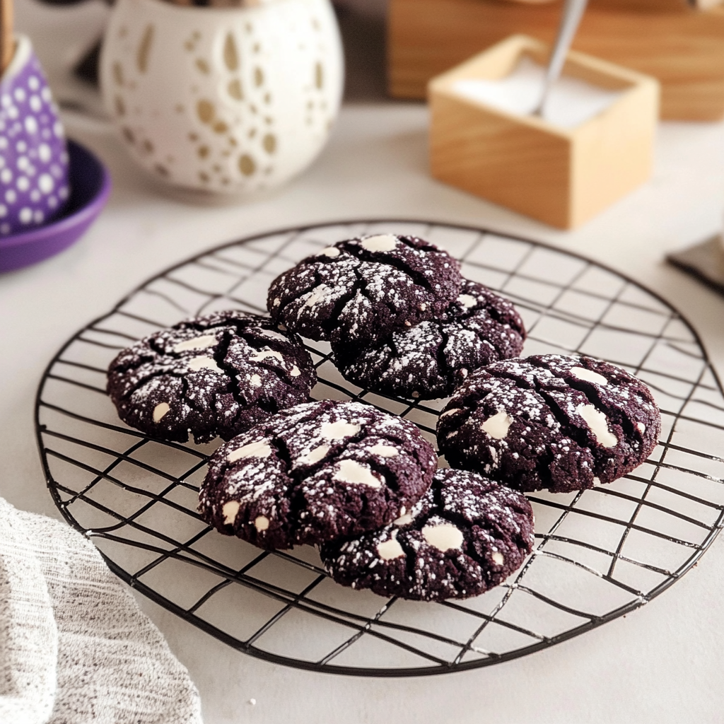 Christmas Ube Crinkle Cookies