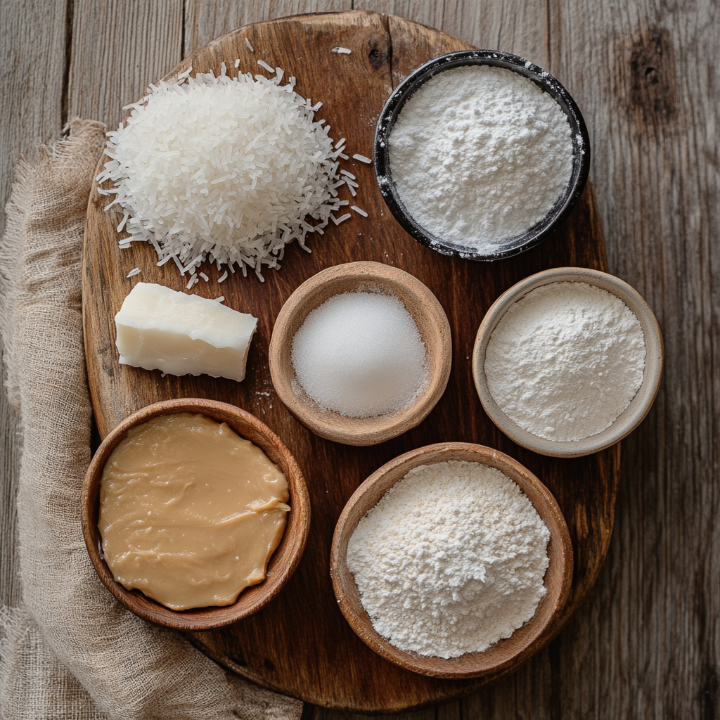 Coconut Peanut Mochi (lo mai chi) ingredients