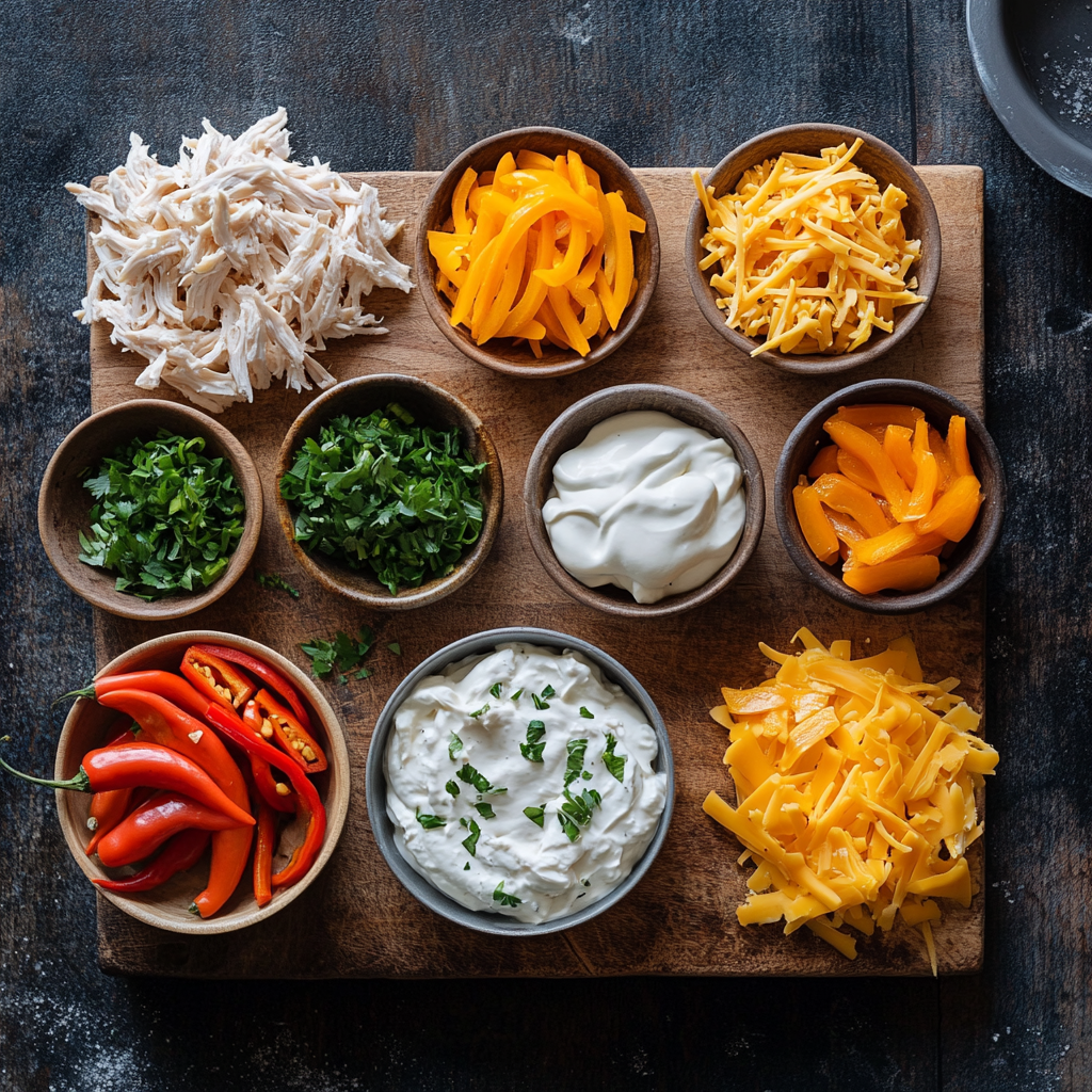 Creamy Banana Pepper Chicken Dip ingredients