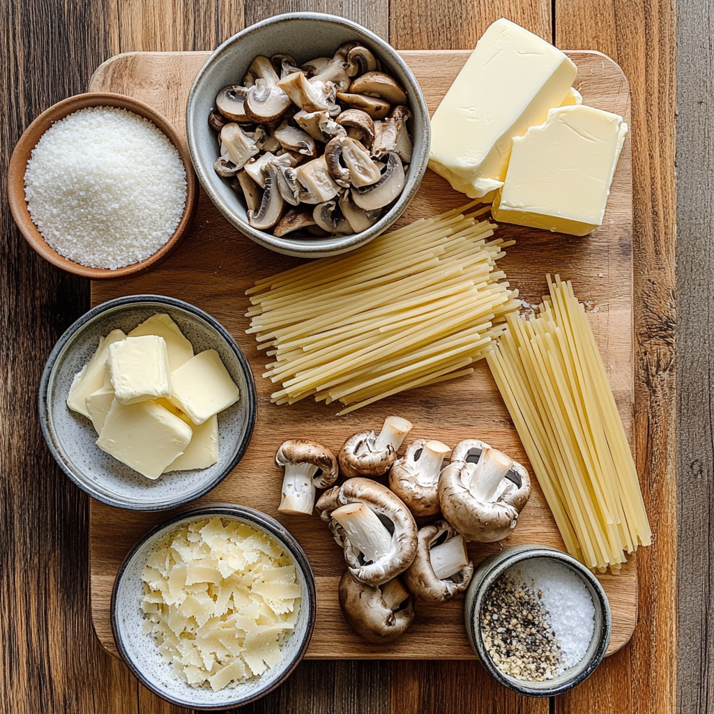 Creamy Mushroom Pasta ingredients