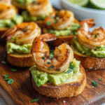 Garlic Shrimp Avocado Crostini