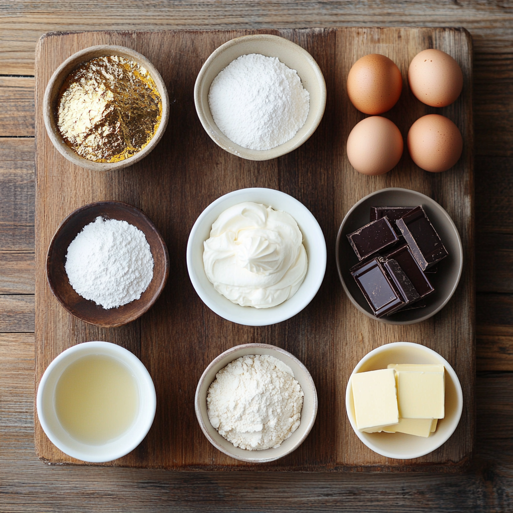Gold-Dusted Chocolate Profiteroles ingredients