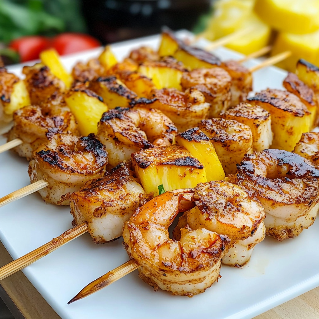 Grilled Jerk Shrimp and Pineapple Skewers