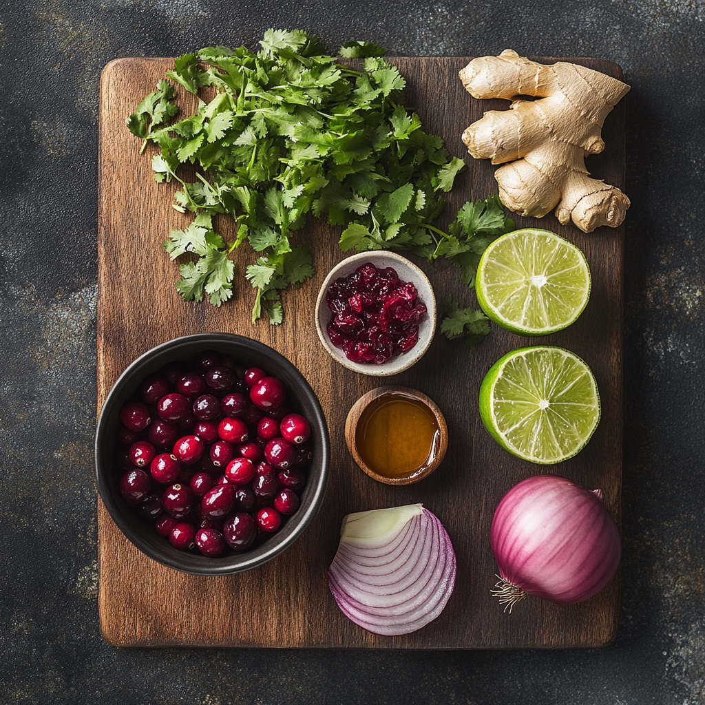 Holiday Gingery Cranberry Salsa ingredients