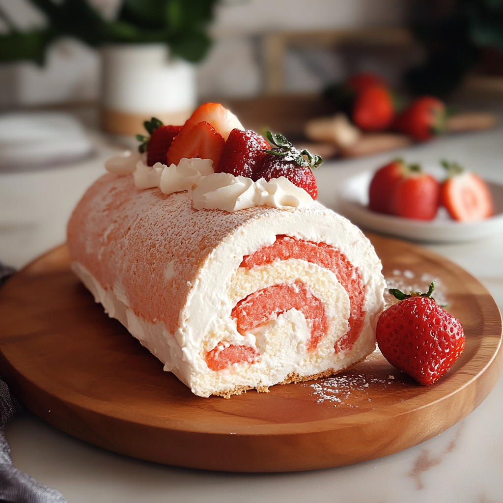Holiday Strawberry Swiss Roll