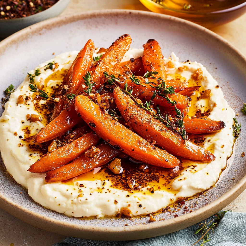 Roasted Carrots with Whipped Ricotta and Hot Honey