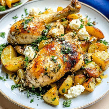 Roasted Chicken With Potatoes, Lemon, Herbs and Feta
