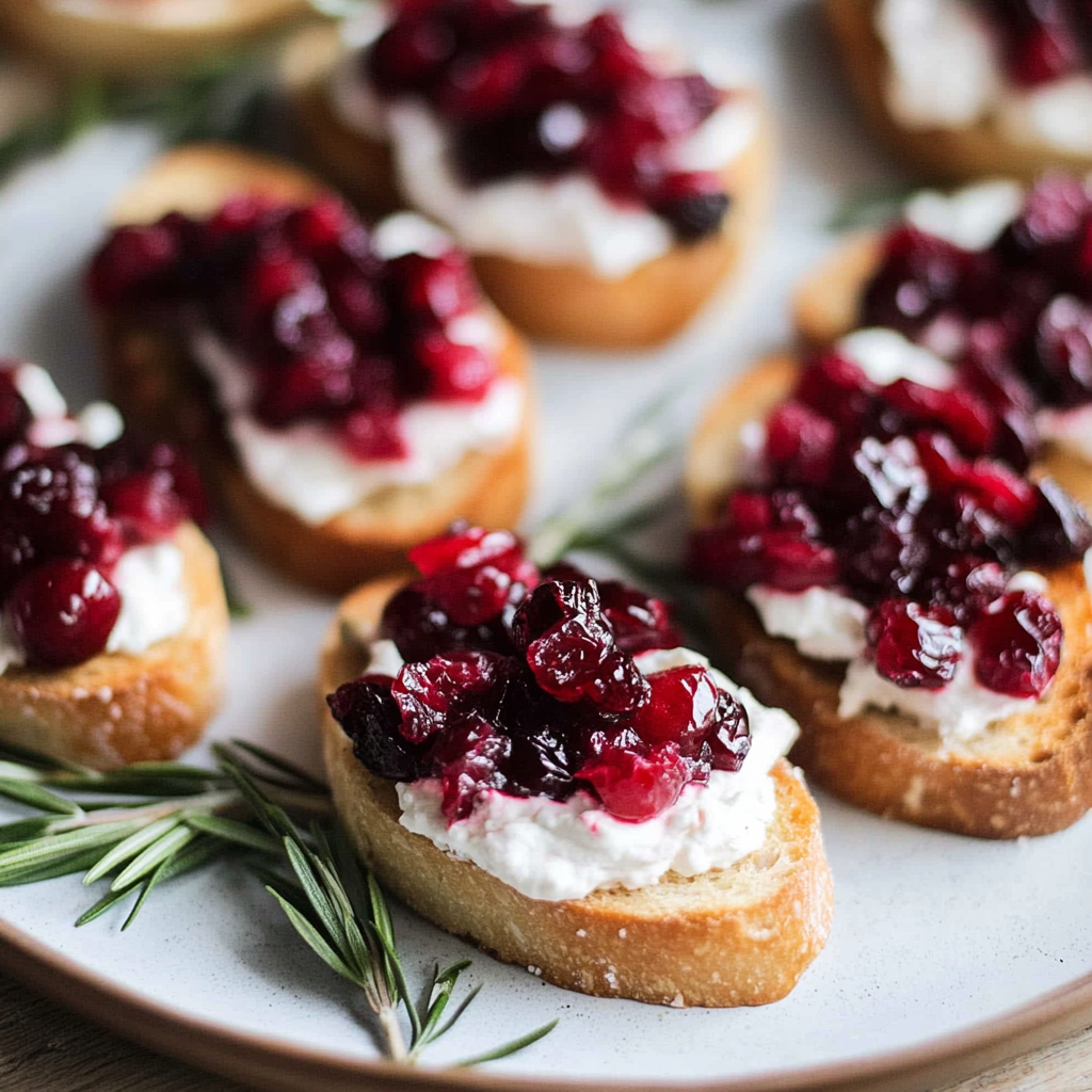 Roasted Cranberry and Goat Cheese Crostini