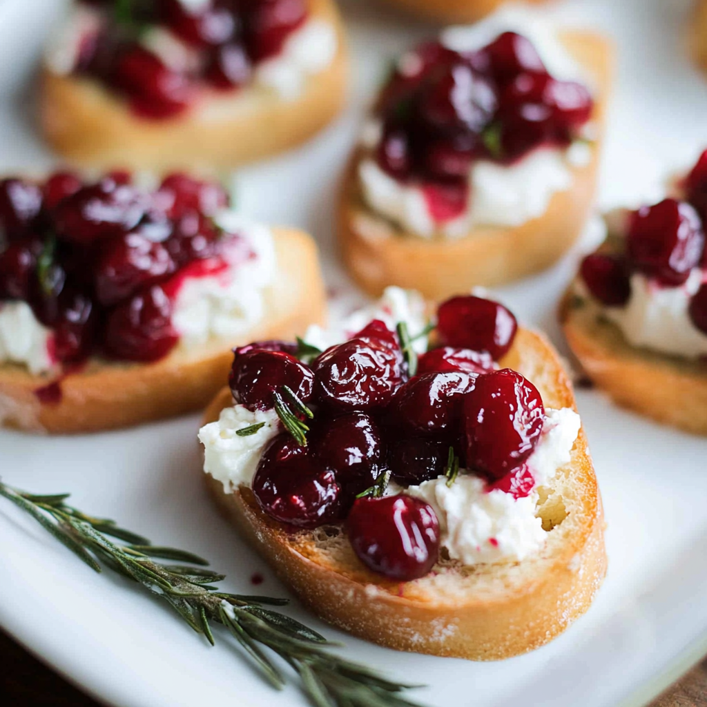 Roasted Cranberry and Goat Cheese Crostini