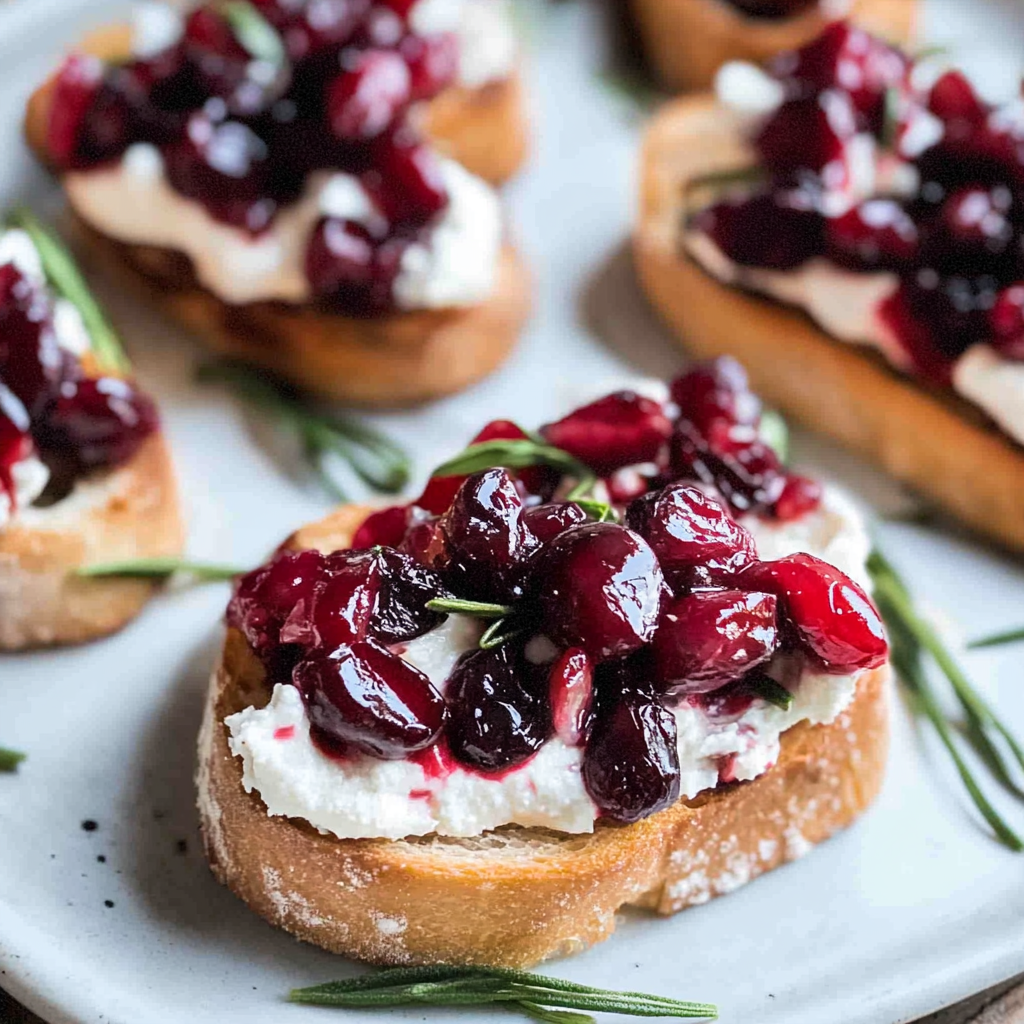 Roasted Cranberry and Goat Cheese Crostini