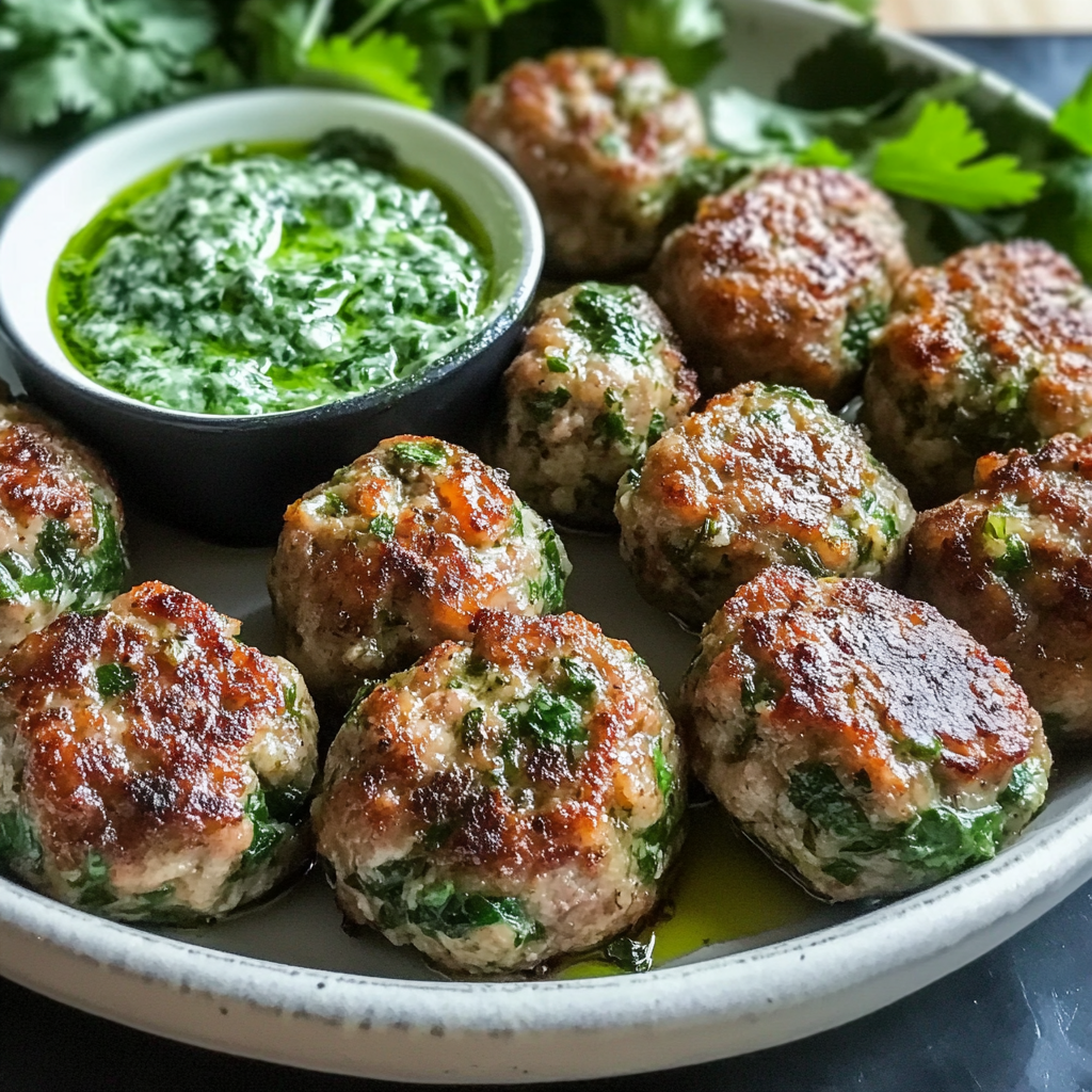 Spicy Lamb Meatballs With Green Goddess Dip
