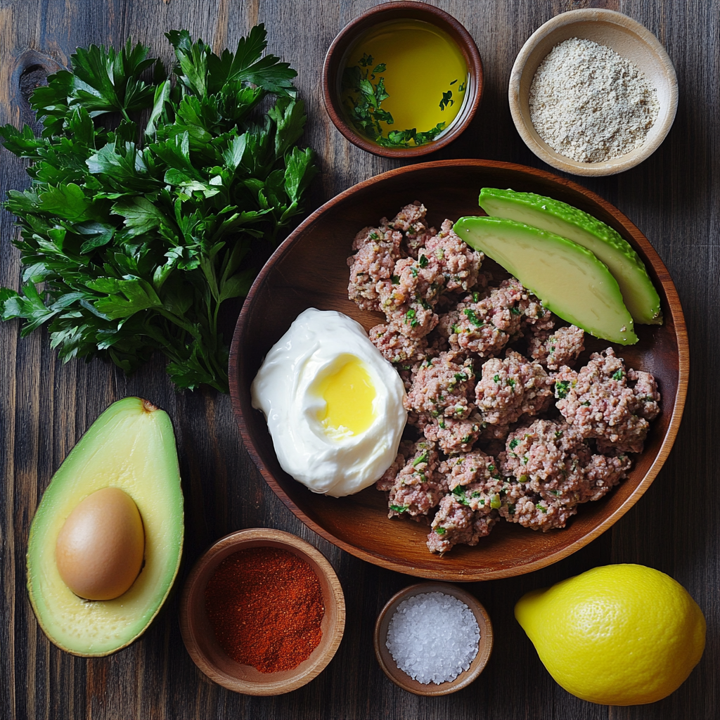 Spicy Lamb Meatballs With Green Goddess Dip ingredients