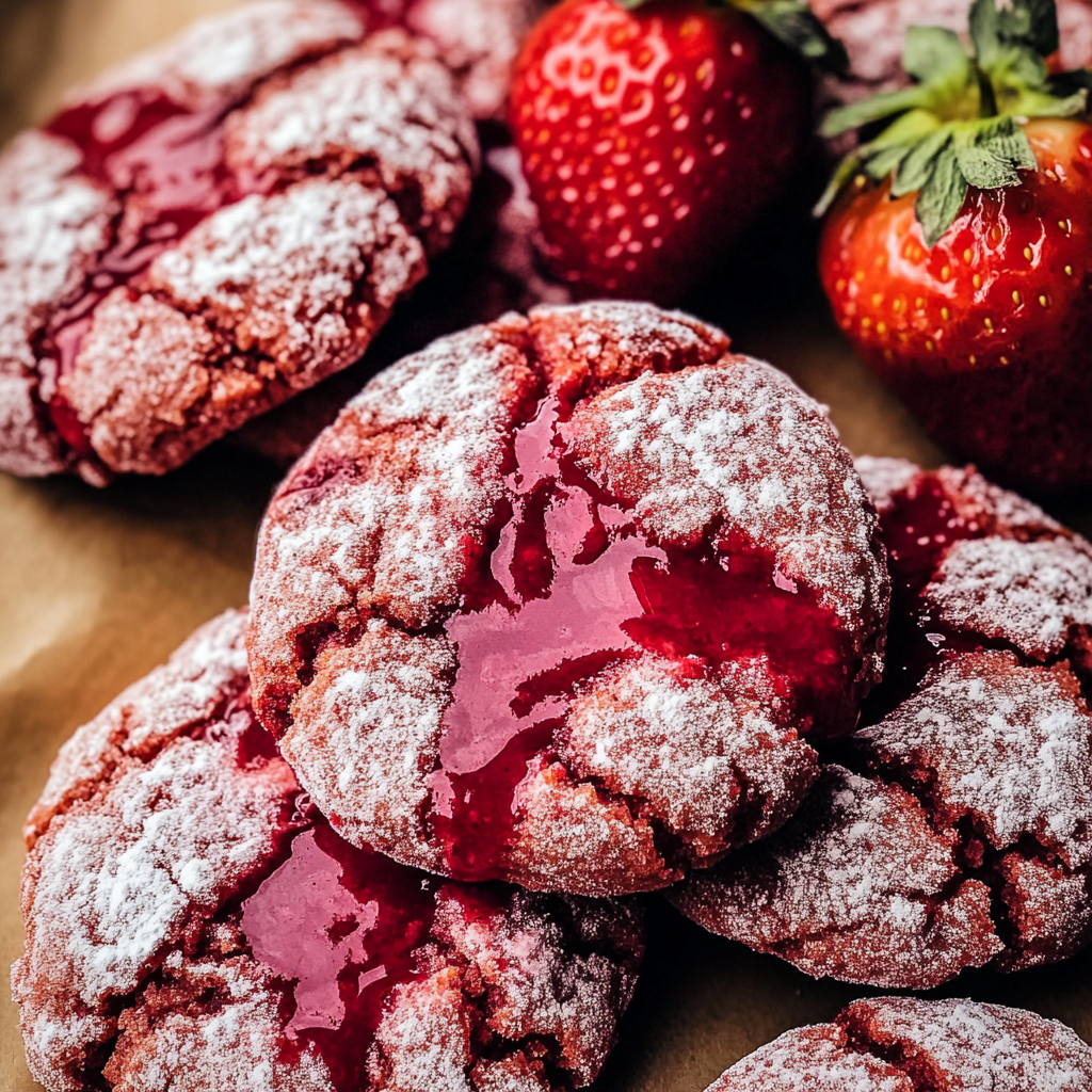 Strawberry Crinkle Cookies