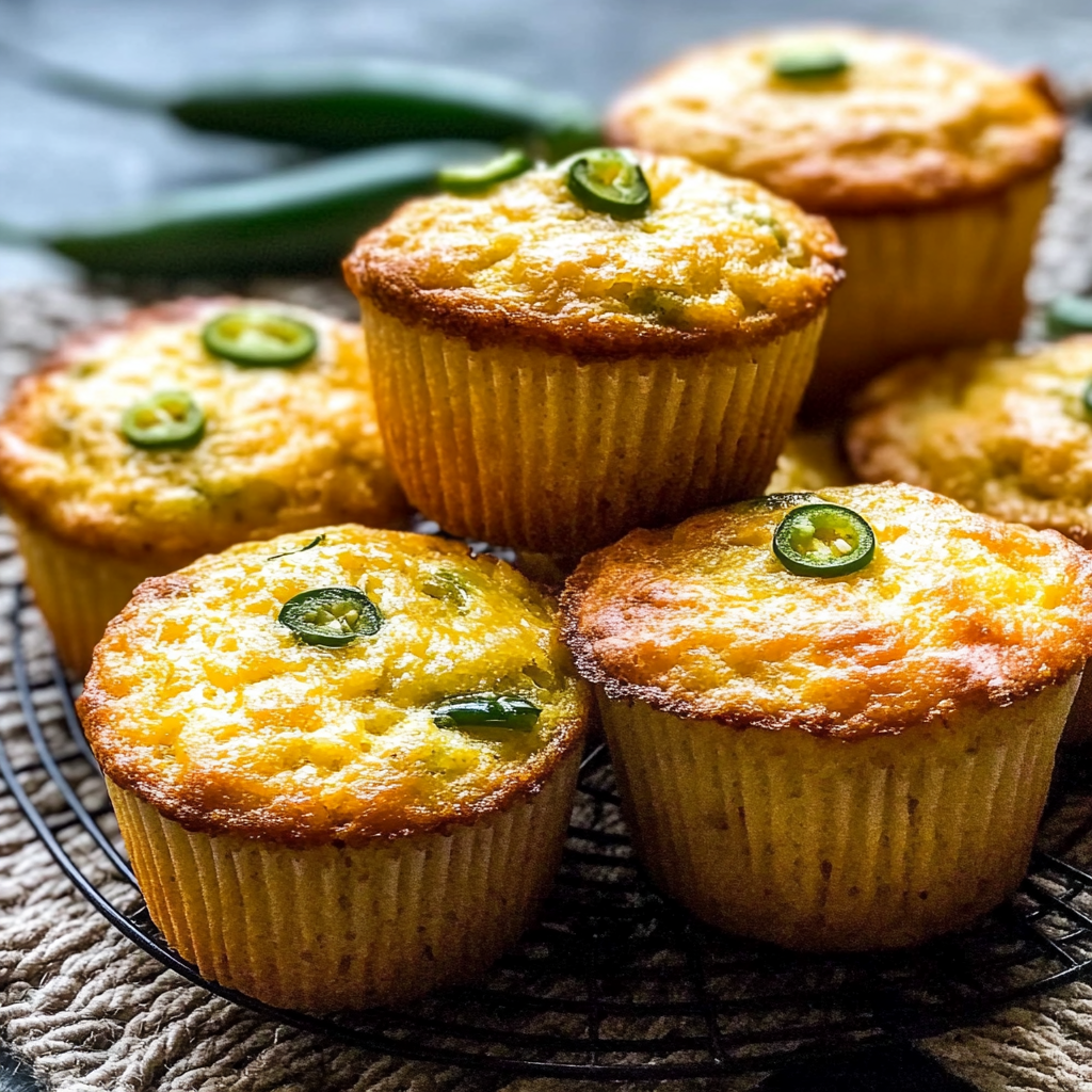 Sweet and Spicy Honey Jalapeno Cornbread Muffins
