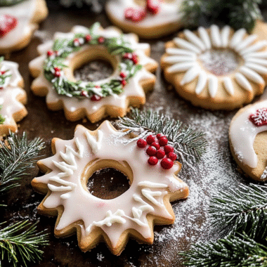 Vanilla Wreath Cookies for christmas