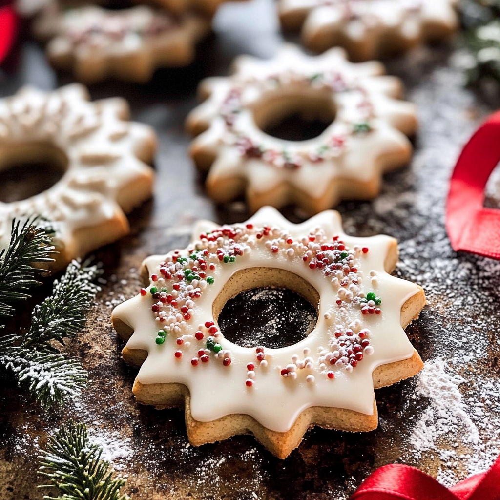 Vanilla Wreath Cookies for christmas