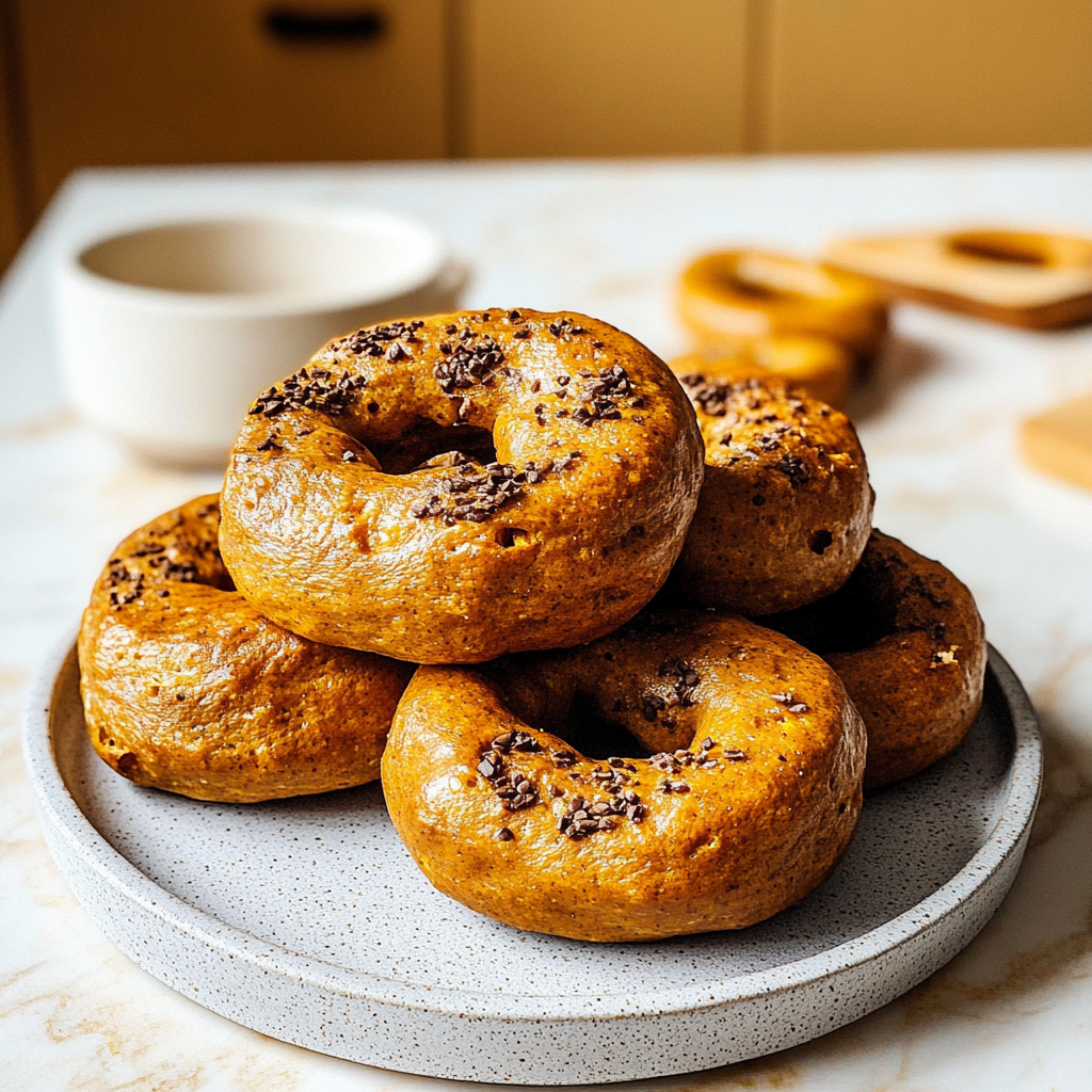 Holiday High Protein Pumpkin Bagels