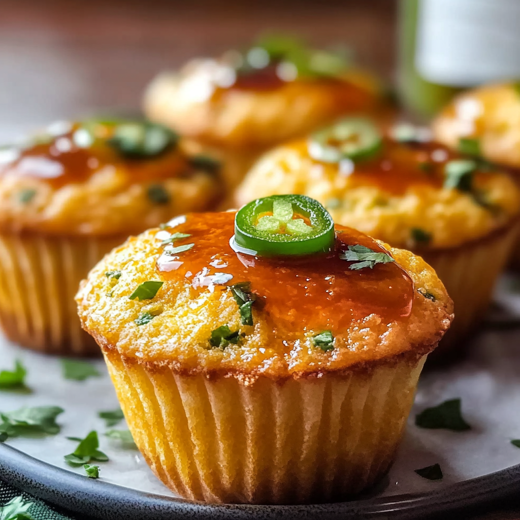 Sweet and Spicy Honey Jalapeno Cornbread Muffins