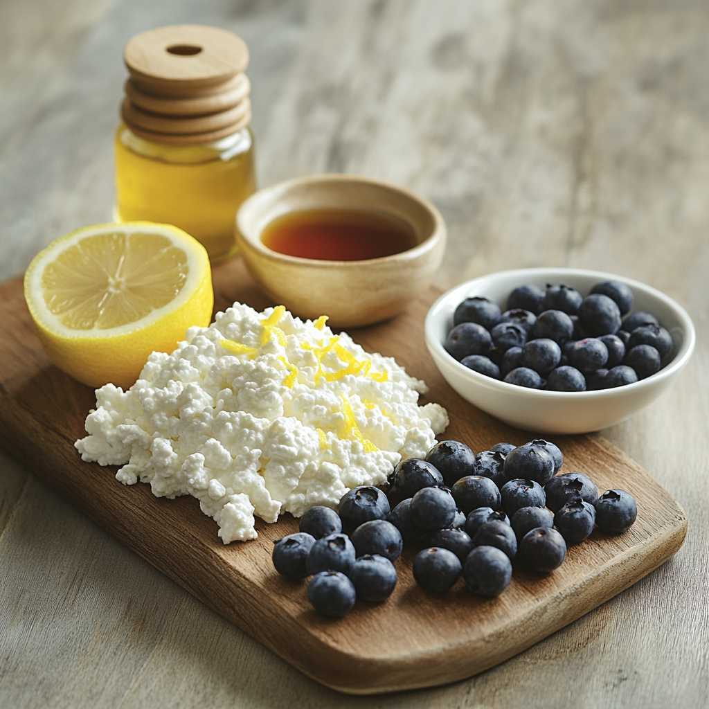Blueberry and Lemon Zest Cottage Cheese Bites ingredients