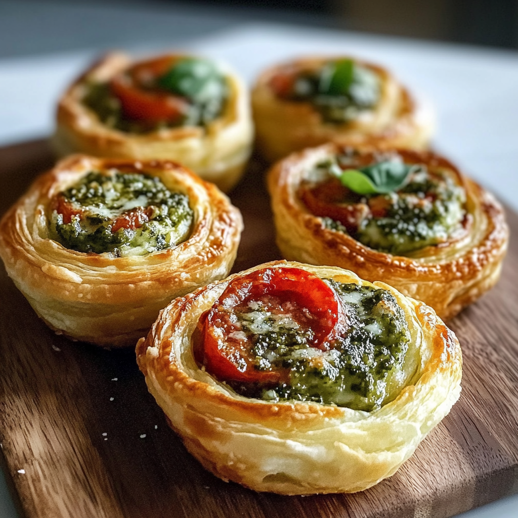 Caprese Pesto Puff Pastry Bites