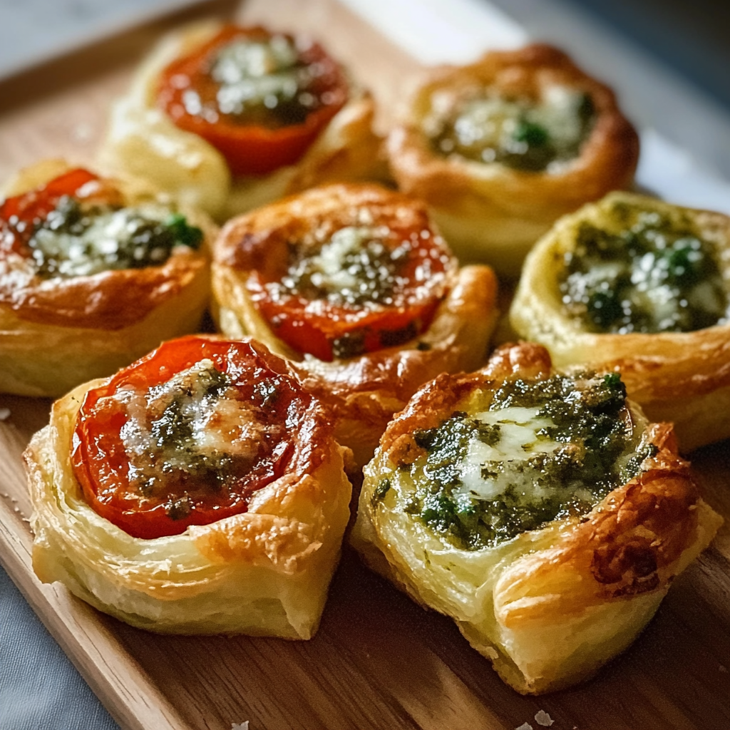 Caprese Pesto Puff Pastry Bites